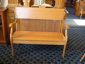 American golden oak bench
