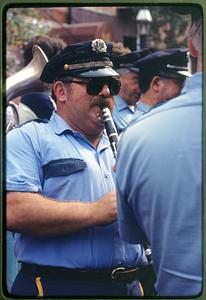 Boston - N. End 1981 - Members of a band play during the procession of St. Anthony's statue during St. Anthony's Feast