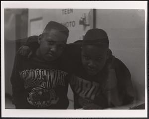 Two friends posing for camera
