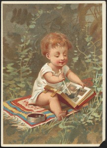 Child drawing in a book.