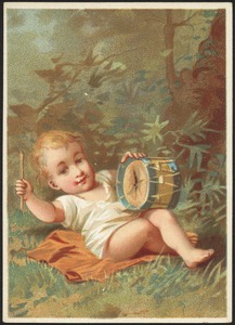 Child banging a drum.