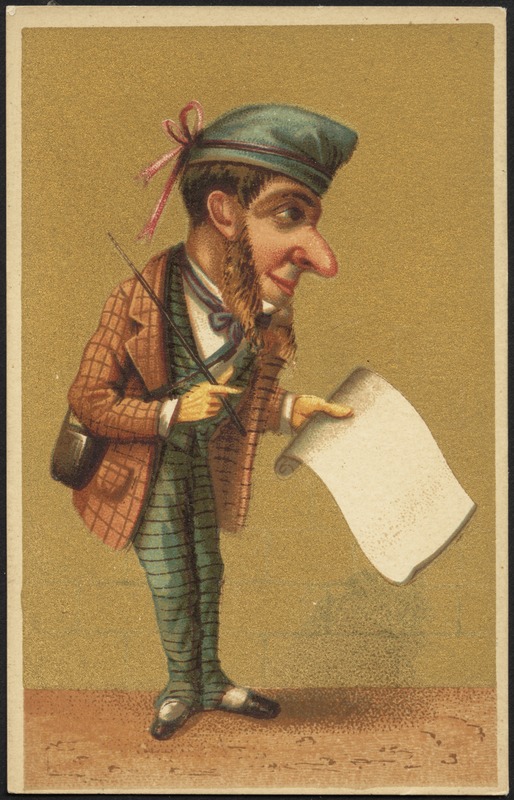 Man with black piece of paper in his hand.