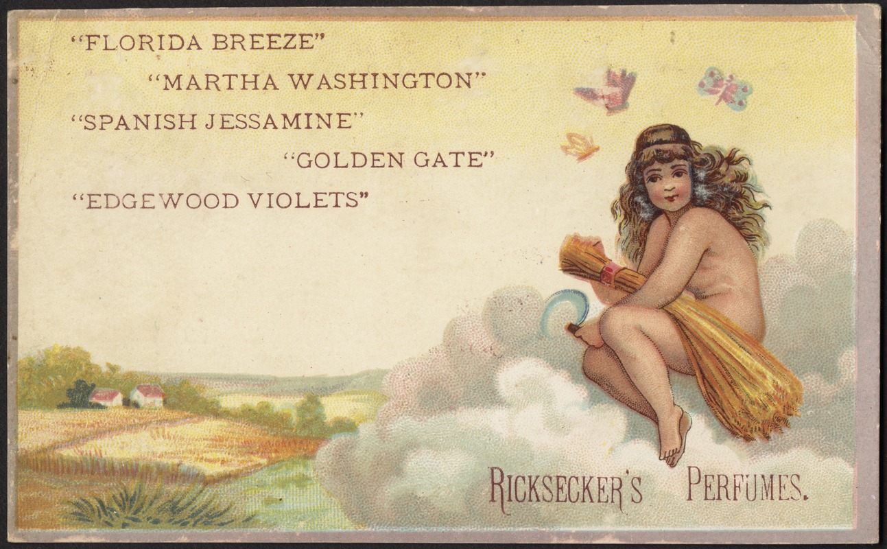 "Florida Breeze" "Martha Washington" "Spanish Jessamine" "Golden Gate" "Edgewood Violets" Ricksecker's Perfumes.