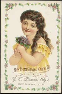 New Home Sewing Machine Co. 30 Union Square, New York and Orange Mass.