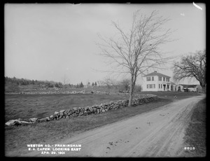 Weston Aqueduct, E. A. Capen's buildings, from Pleasant Street looking easterly, Framingham, Mass., Apr. 29, 1901