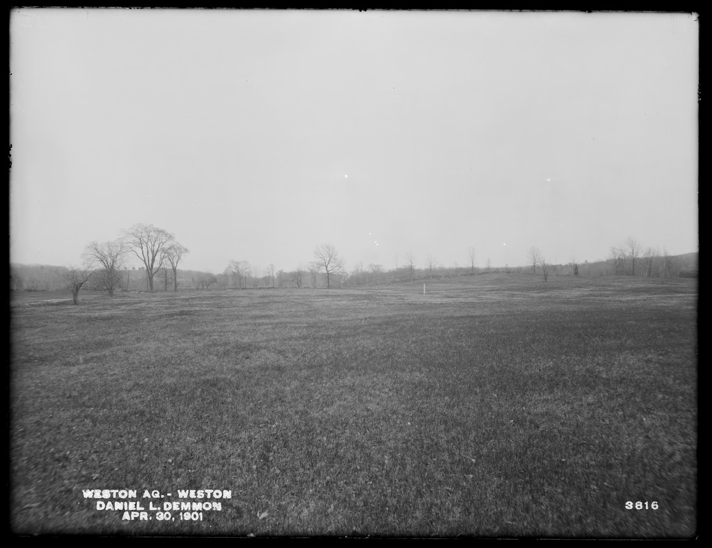 Weston Aqueduct, Daniel L. Demmon's land, looking easterly, Weston, Mass., Apr. 30, 1901