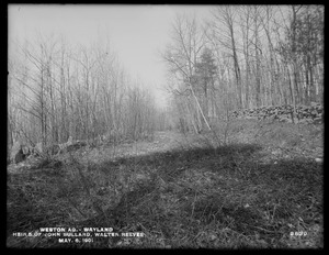Weston Aqueduct, abandoned road, Walter Reeves and Heirs of John Bullard, looking southerly, Wayland, Mass., May 6, 1901