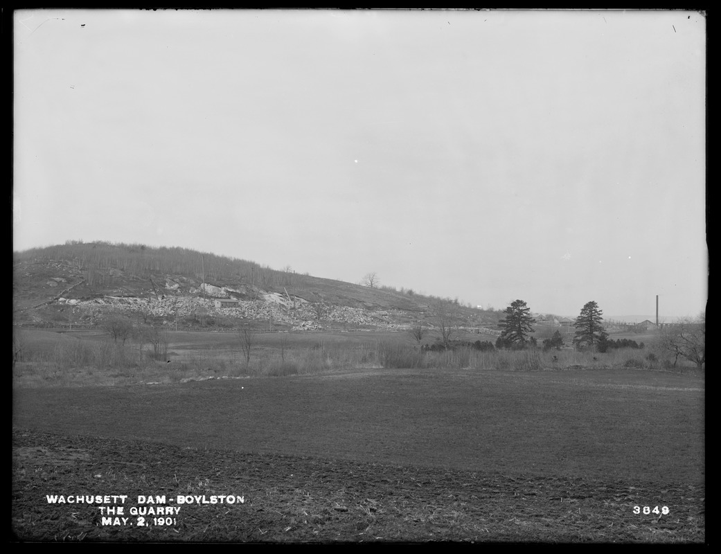 Wachusett Dam, the quarry, looking southwesterly, Boylston, Mass., May ...