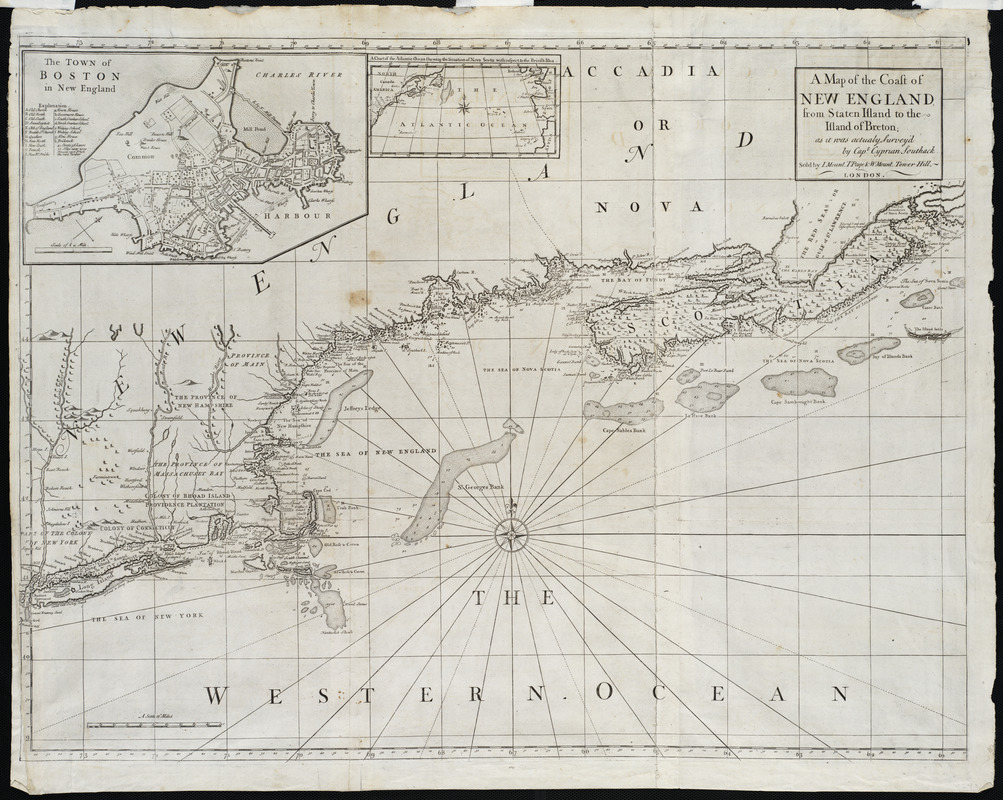 A map of the coast of New England, from Staten Island to the island of Breton