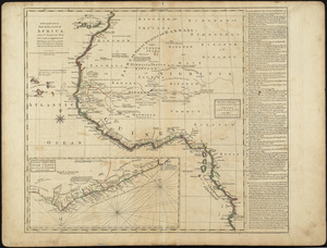 A new and correct map of the coast of Africa, from Sta. Cruz lat. 30 north. to the coast of Angola lat 11. S. with explanatory notes of all the forts and settlements belonging to the several European powers