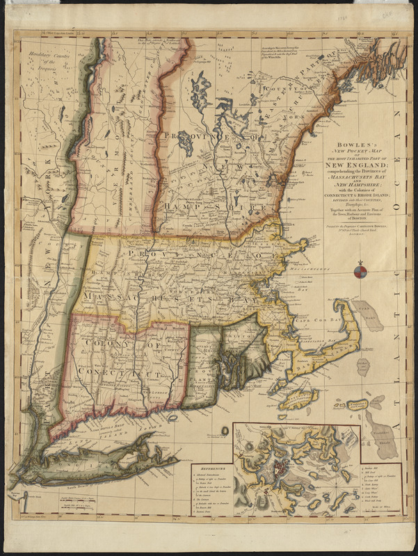 Bowles's new pocket map of the most inhabited part of New England