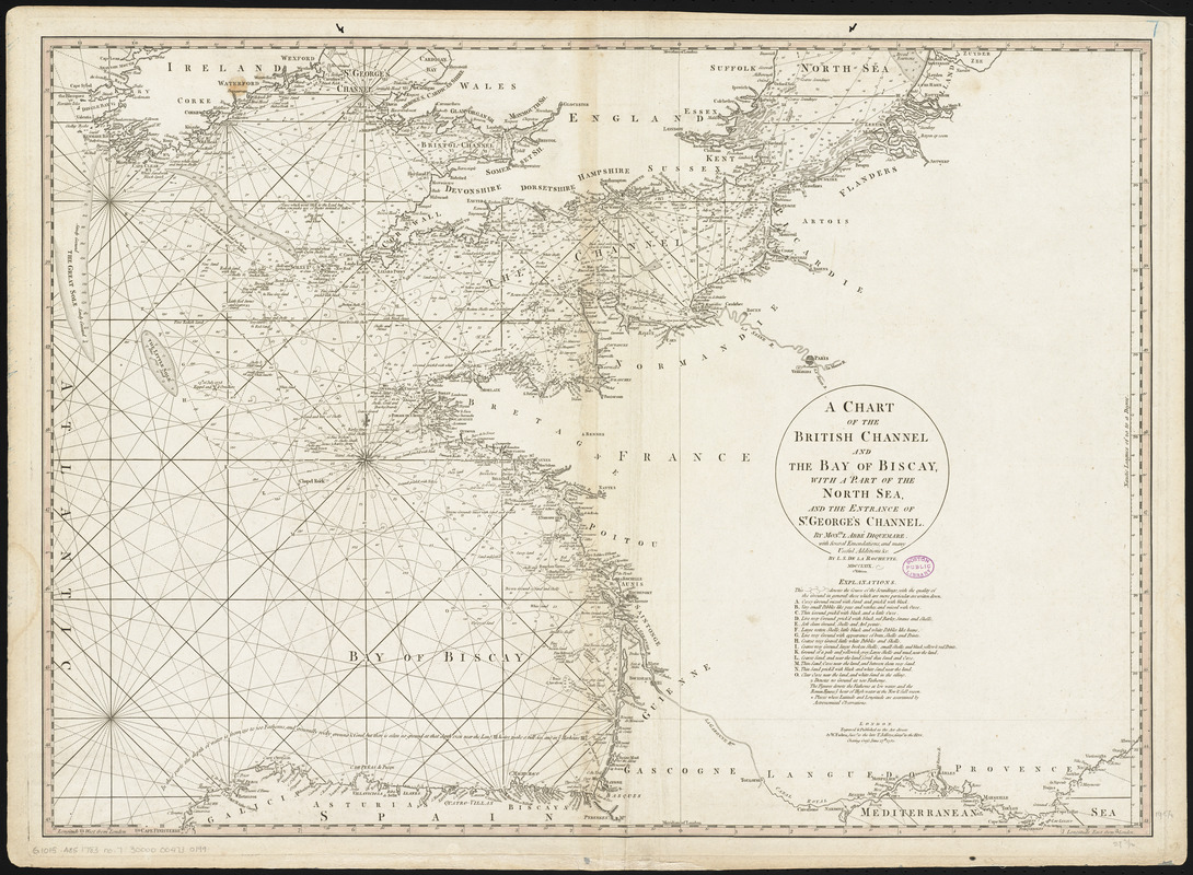 A chart of the British Channel and the Bay of Biscay, with a part of the North Sea, and the entrance of St. George's Channel