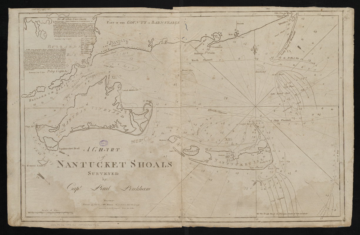 A chart of Nantucket Shoals