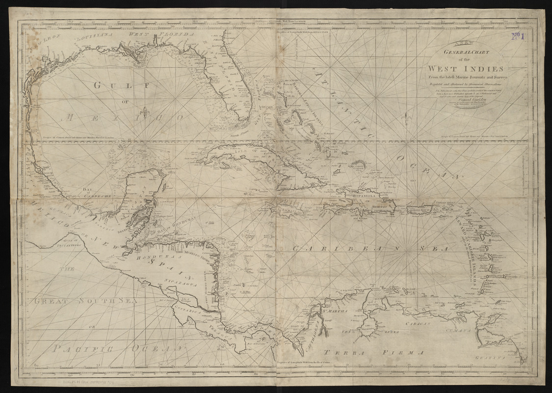 A new general chart of the West Indies from the latest marine journals and surveys regulated and ascertained by astronomical observations