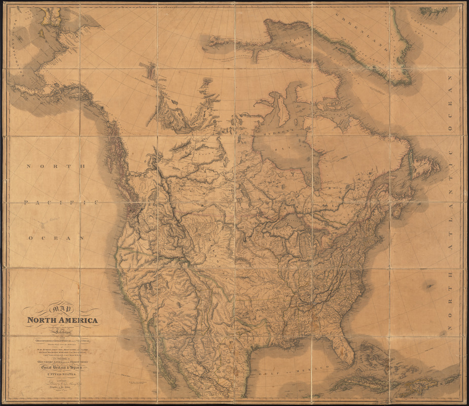Map of North America from 20 to 80 degrees north latitude