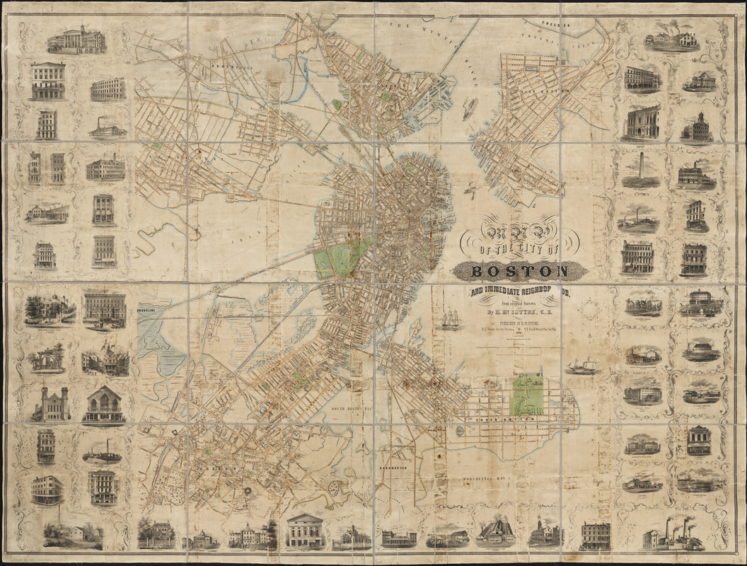 Map of the city of Boston and immediate neighborhood
