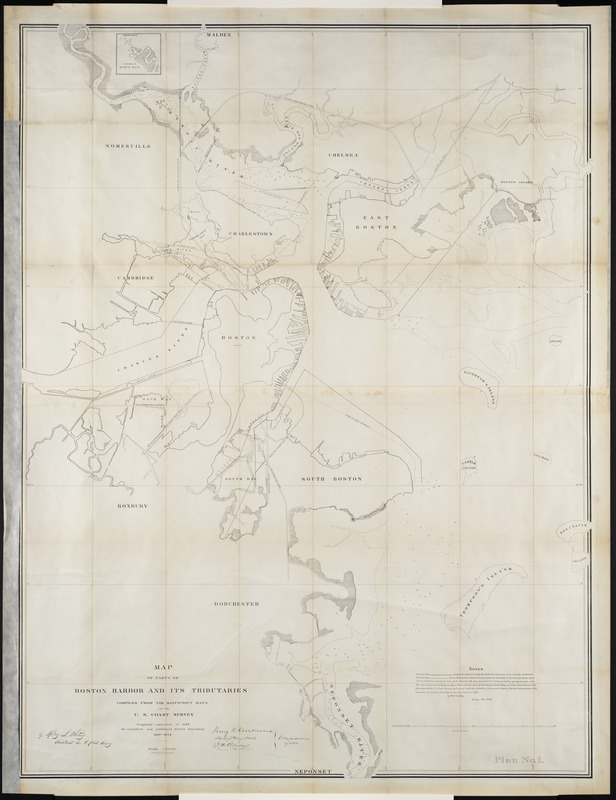 Map of parts of Boston Harbor and its tributaries