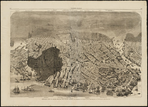Bird's-eye view of Boston, showing the burned district