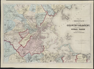 Map of Boston and the country adjacent, showing rural parks