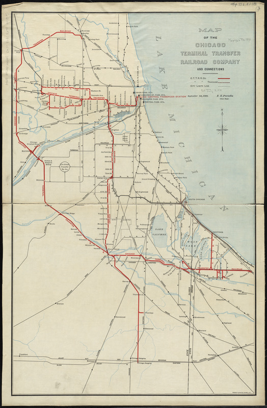 Map of the Chicago Terminal Transfer Railroad Company and connections