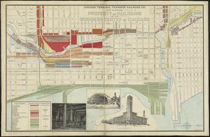 Chicago Terminal Transfer Railroad Co. map showing property of railroads in the business center of Chicago