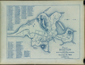 Plan of Boston showing existing ways and owners on December 25, 1644