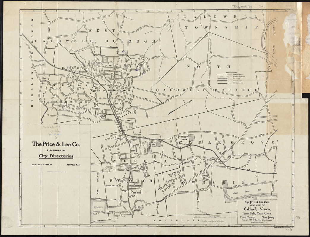 The Price & Lee Co's new map of Caldwell, Verona, Essex Fells, Cedar Grove, Essex County, New Jersey