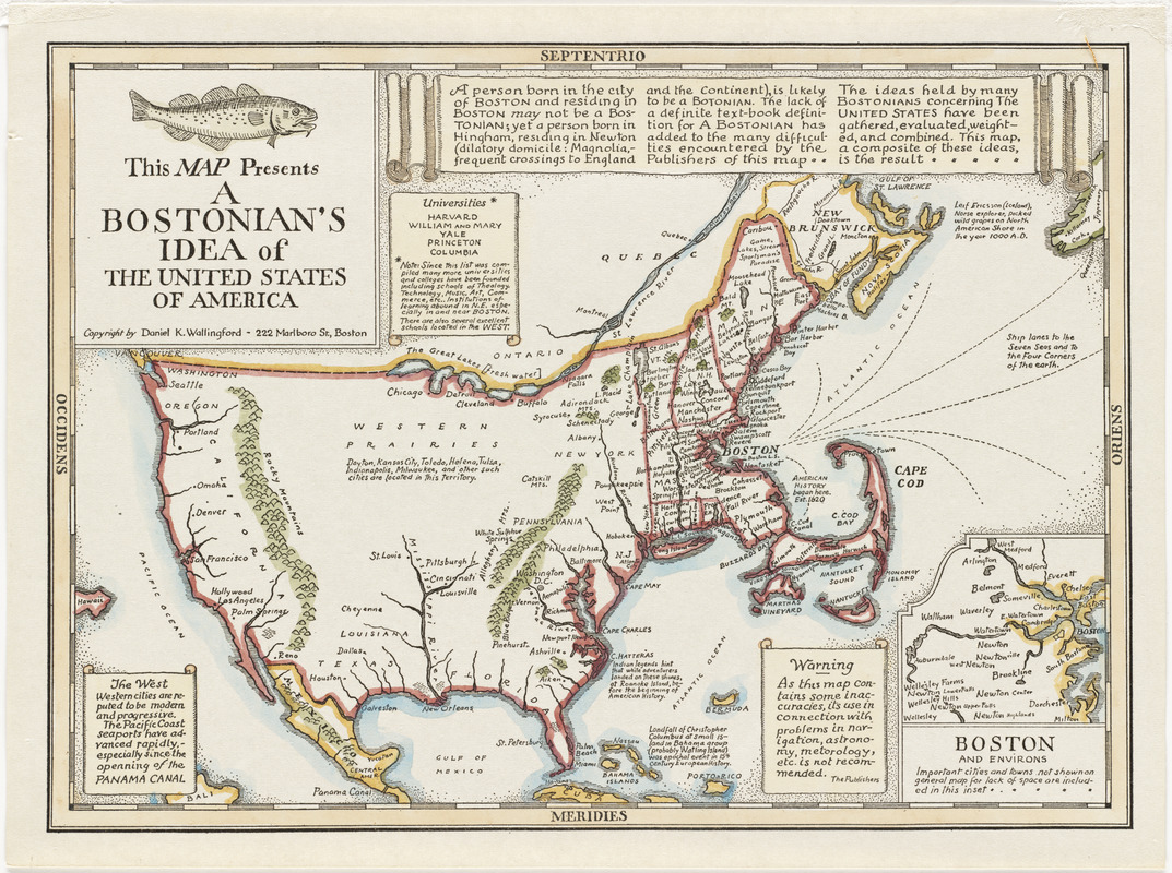 This map presents a Bostonian's idea of the United States of America