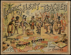 Clemens' silent teacher, dissected map of the United States and of each state in counties