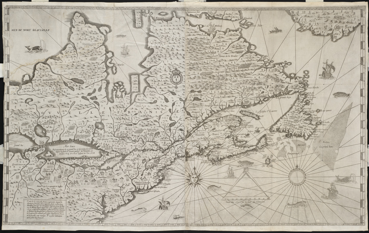 Carte de la Nouuelle France, augmentée depuis la derniere, seruant a la navigation faicte en son vray Meridien