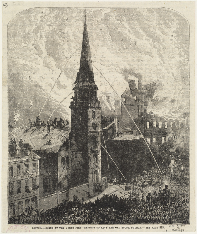 Boston--scene at the Great fire--efforts to save the Old South Church