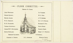Card listing the floor committee members at the Old South Church (also known as the Old South Meeting House)