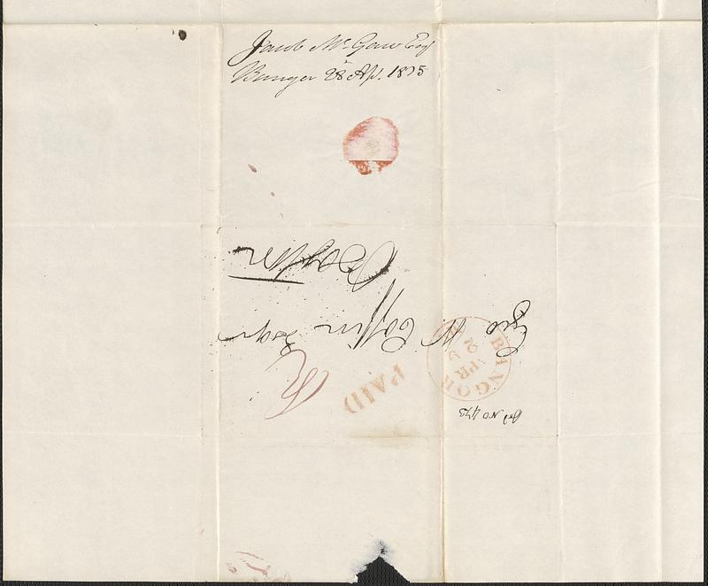 Jacob McGaw to George Coffin, 28 April 1835 - Digital Commonwealth