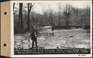 Barre Wool Combing Co. Ltd., showing men cleaning out channel in river, 75' above outlet to lagoon trench, Barre, Mass., 1:35 PM, May 16, 1935