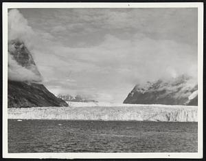 Swift moving glacier in Umiamako Fjord, which with its speed of 50 to 100 feet a day is one of the world's swiftest.