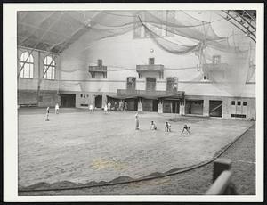 Red Sox “Spring Training” Camp. The Boston Red Sox have announced that they would forego a southern training trip this season and that the club would do its conditioning work in the tufts college baseball cage (above) at Medford, Mass. Arrangements for the use of the cage for three weeks beginning March 15, were made with the cooperation of president Leonard Carmichael and Prof. Clarence Houston, director of athletics at the college.