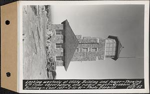 Contract No. 107, Quabbin Hill Recreation Buildings and Road, Ware, looking westerly at utility building and tower, showing 6th floor observatory and radio mast, Quabbin Hill building, Ware, Mass., Feb. 10, 1941