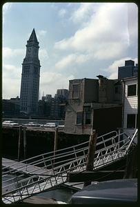 Metal walkway, Custom House Tower in background