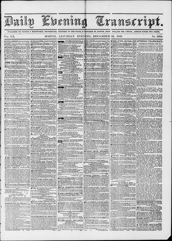 Daily Evening Transcript. December 22, 1849 - Digital Commonwealth