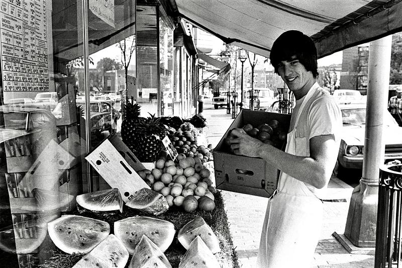 Dave selling fruit, Bellingham Square