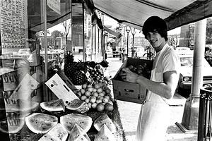 Dave selling fruit, Bellingham Square