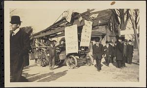 Road-building machine in patriotic parade during World War I