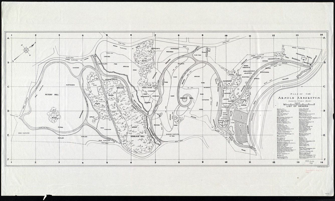 Plan of the Arnold Arboretum: list of genera