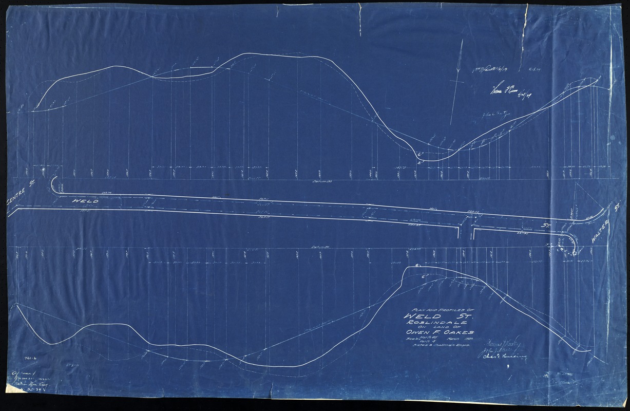 Plan and profiles of Weld St., Roslindale on land of Owen F. Oakes
