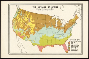 Advance of spring showing the approximate dates of the last killing frosts