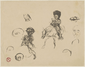 Studies of a fat man on a horse