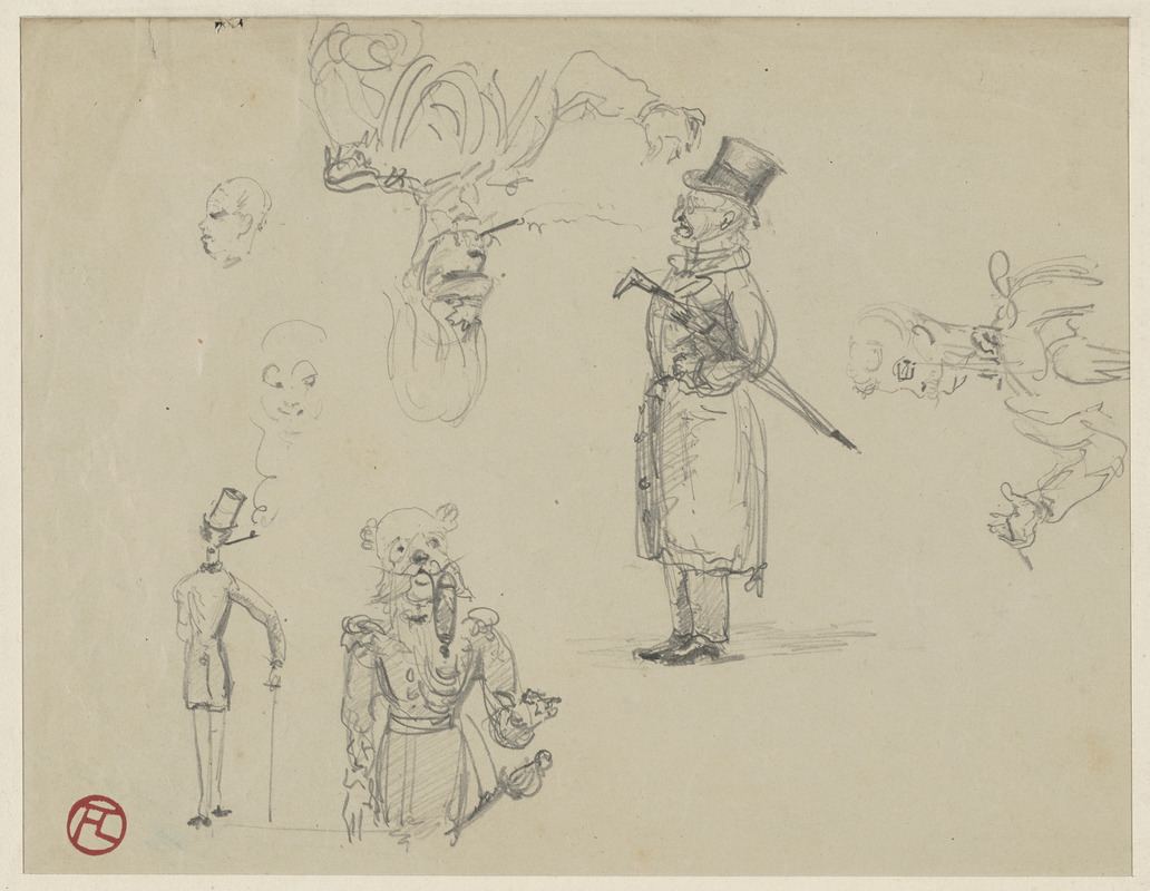 Two studies of men, three ways of a gentleman and two sketches of a general; on verso, sailor