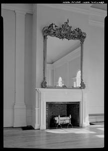 Hamilton Hall, Chestnut Street, Salem: interior, fireplace and mirror