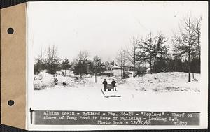 Albina Morin, "Poplars" wharf on shore of Long Pond in rear of building, looking southwest, Rutland, Mass., Dec. 20, 1944