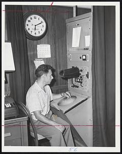 Radar Hurricane Vigil is maintained by Samuel Penn of Newton, research forecaster, at Boston Weather Bureau. This new equipment will give Boston and the rest of New England ample warning of approach of storm.